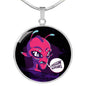 Friggin' Alien Circle Pendant UFO Alien Fan Necklace Stainless Steel or 18k Gold 18-22"-Express Your Love Gifts