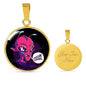 Friggin' Alien Circle Pendant UFO Alien Fan Necklace Stainless Steel or 18k Gold 18-22"-Express Your Love Gifts