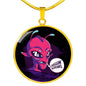 Friggin' Alien Circle Pendant UFO Alien Fan Necklace Stainless Steel or 18k Gold 18-22"-Express Your Love Gifts