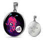 Friggin' Alien Circle Pendant UFO Alien Fan Necklace Stainless Steel or 18k Gold 18-22"-Express Your Love Gifts