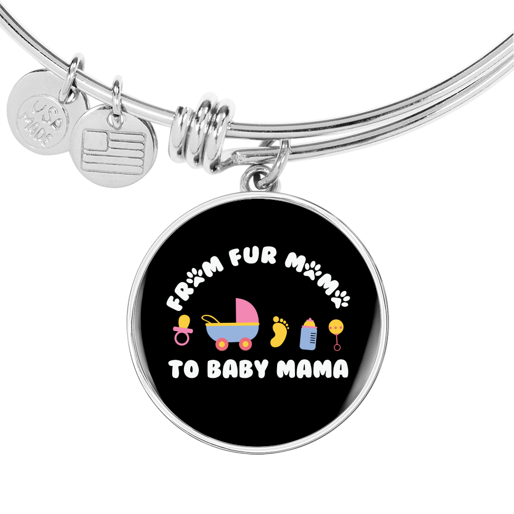 From Fur Mama Cat Bracelet Stainless Steel or 18k Gold Circle Bangle-Express Your Love Gifts