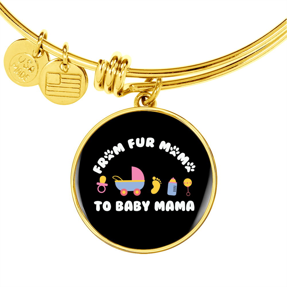 From Fur Mama Cat Bracelet Stainless Steel or 18k Gold Circle Bangle-Express Your Love Gifts
