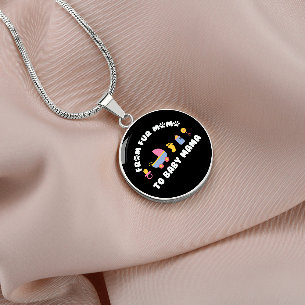 From Fur Mama Cat Circle Necklace Stainless Steel or 18k Gold 18-22"-Express Your Love Gifts