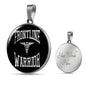 Frontline Warrior Cadeceus Circle Necklace Stainless Steel or 18k Gold 18-22"-Express Your Love Gifts