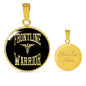 Frontline Warrior Cadeceus Circle Necklace Stainless Steel or 18k Gold 18-22"-Express Your Love Gifts