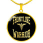 Frontline Warrior Cadeceus Circle Necklace Stainless Steel or 18k Gold 18-22"-Express Your Love Gifts