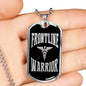 Frontline Warrior Distressed Caduceus Stainless Steel or 18k Gold Dog Tag W 24" Medical Worker Gift-Express Your Love Gifts