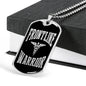 Frontline Warrior Distressed Caduceus Stainless Steel or 18k Gold Dog Tag W 24" Medical Worker Gift-Express Your Love Gifts
