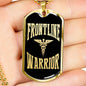 Frontline Warrior Distressed Caduceus Stainless Steel or 18k Gold Dog Tag W 24" Medical Worker Gift-Express Your Love Gifts