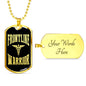 Frontline Warrior Distressed Caduceus Stainless Steel or 18k Gold Dog Tag W 24" Medical Worker Gift-Express Your Love Gifts