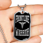 Frontline Warrior Necklace Caduceus Pendant Stainless Steel or 18k Gold Dog Tag W 24"-Express Your Love Gifts