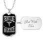 Frontline Warrior Necklace Caduceus Pendant Stainless Steel or 18k Gold Dog Tag W 24"-Express Your Love Gifts
