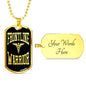 Frontline Warrior Necklace Caduceus Pendant Stainless Steel or 18k Gold Dog Tag W 24"-Express Your Love Gifts