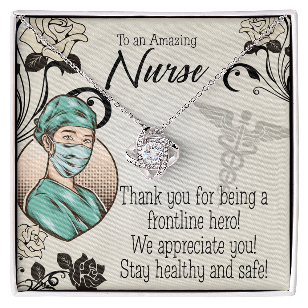 Frontliner Hero Nurse Healthcare Medical Worker Nurse Appreciation Gift Infinity Knot Necklace Message Card-Express Your Love Gifts