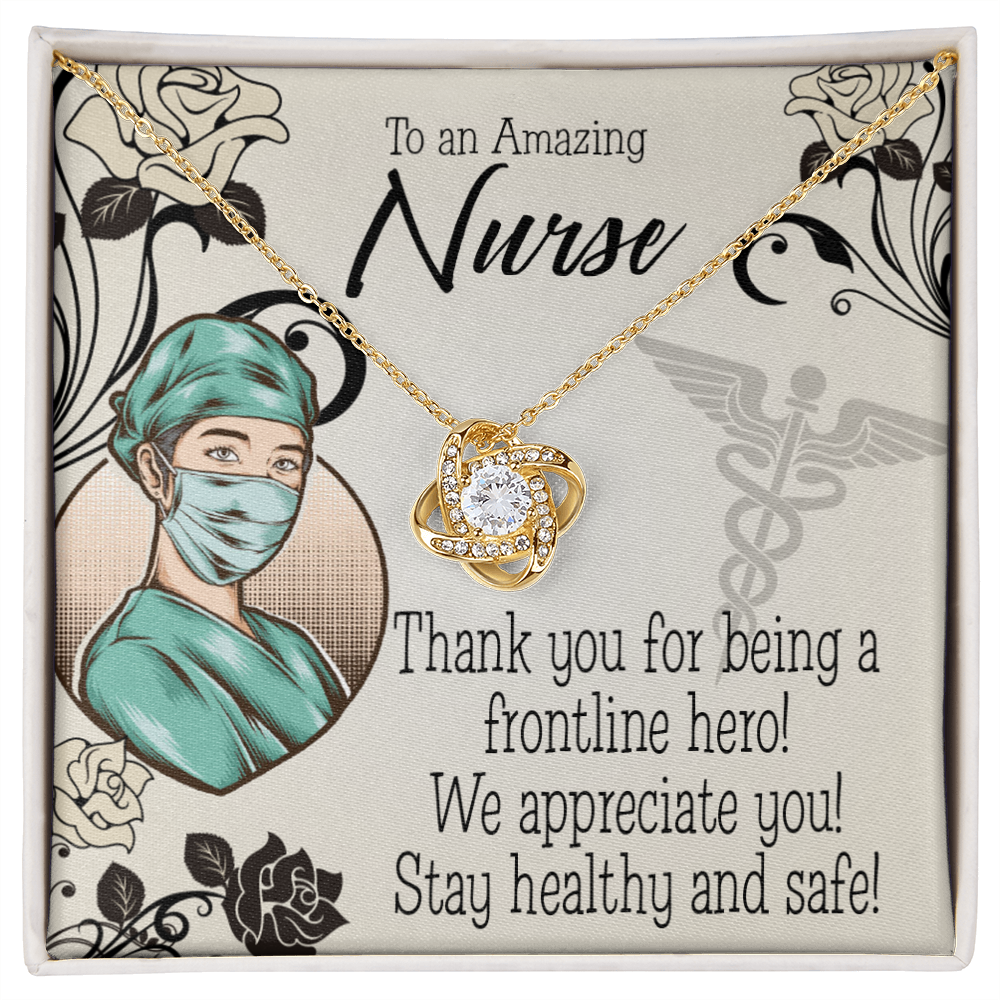Frontliner Hero Nurse Healthcare Medical Worker Nurse Appreciation Gift Infinity Knot Necklace Message Card-Express Your Love Gifts