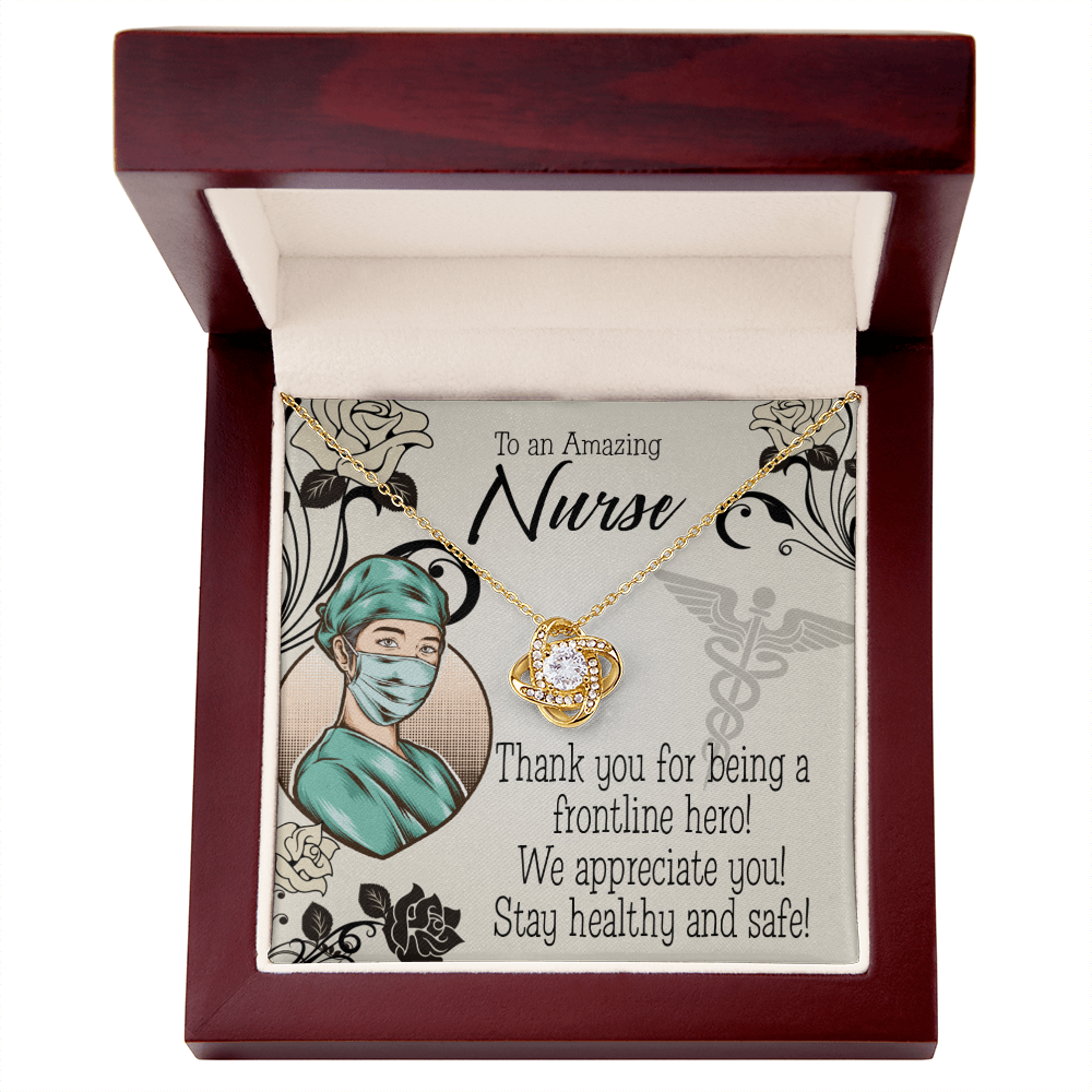 Frontliner Hero Nurse Healthcare Medical Worker Nurse Appreciation Gift Infinity Knot Necklace Message Card-Express Your Love Gifts