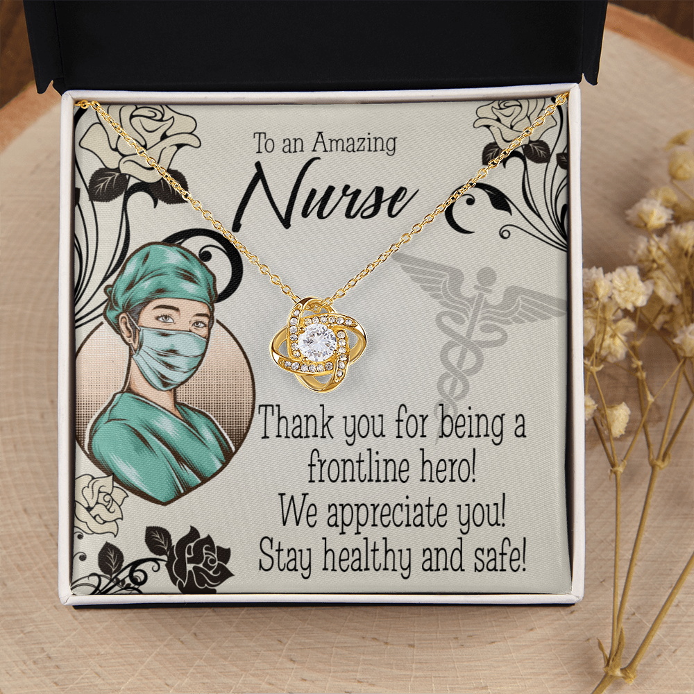 Frontliner Hero Nurse Healthcare Medical Worker Nurse Appreciation Gift Infinity Knot Necklace Message Card-Express Your Love Gifts