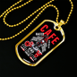 Fuel Injected Engine Biker Necklace Stainless Steel or 18k Gold Dog Tag 24"-Express Your Love Gifts