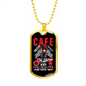 Fuel Injected Engine Biker Necklace Stainless Steel or 18k Gold Dog Tag 24"-Express Your Love Gifts