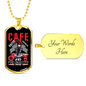 Fuel Injected Engine Biker Necklace Stainless Steel or 18k Gold Dog Tag 24"-Express Your Love Gifts