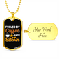 Fueled by Coffee & Bitcoin Crypto Necklace Stainless Steel or 18k Gold Dog Tag 24" Chain-Express Your Love Gifts