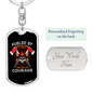 Fueled By Fire Firefighter Keychain Stainless Steel or 18k Gold Dog Tag Keyring-Express Your Love Gifts