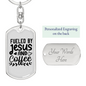 Fueled By Jesus Keychain Stainless Steel or 18k Gold Dog Tag Keyring-Express Your Love Gifts