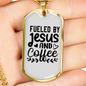 Fueled By Jesus Necklace Stainless Steel or 18k Gold Dog Tag 24" Chain-Express Your Love Gifts