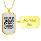 Fueled By Jesus Necklace Stainless Steel or 18k Gold Dog Tag 24" Chain-Express Your Love Gifts