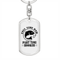 Fulltime Dad Part Time Hooker Fishing Keychain Stainless Steel or 18k Gold Dog Tag Keyring-Express Your Love Gifts