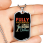 Fully Vaccinated By Jesus Necklace Stainless Steel or 18k Gold Dog Tag 24" Chain-Express Your Love Gifts