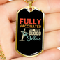 Fully Vaccinated By Jesus Necklace Stainless Steel or 18k Gold Dog Tag 24" Chain-Express Your Love Gifts
