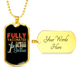 Fully Vaccinated By Jesus Necklace Stainless Steel or 18k Gold Dog Tag 24" Chain-Express Your Love Gifts