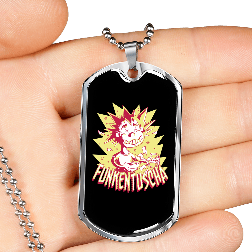 Funkentuscha Electrician Necklace Stainless Steel or 18k Gold Dog Tag 24" Chain-Express Your Love Gifts
