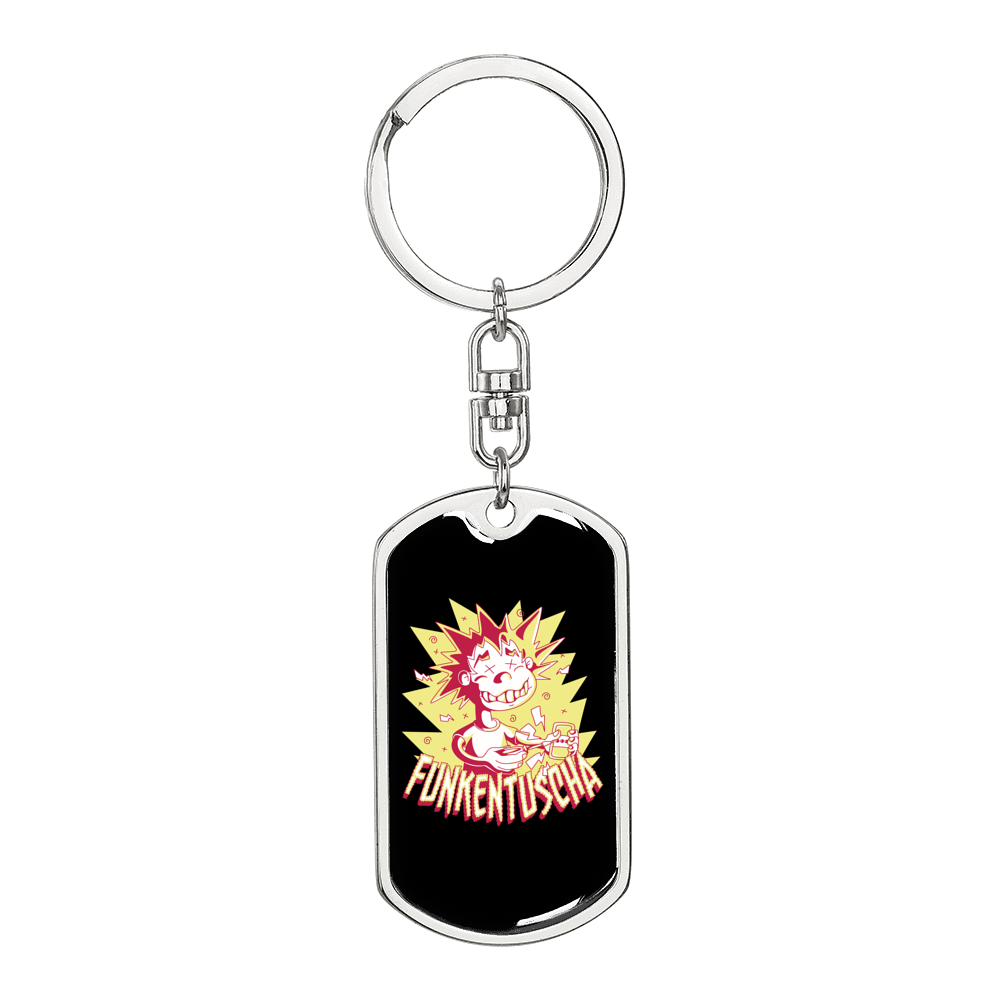 Funkentuscha Swivel Electrician Keychain Dog Tag Stainless Steel or 18k Gold-Express Your Love Gifts