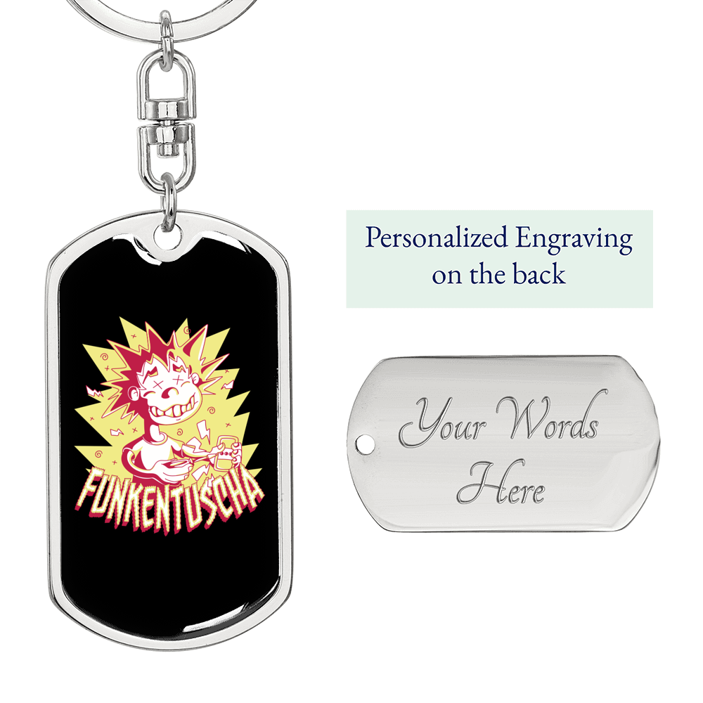 Funkentuscha Swivel Electrician Keychain Dog Tag Stainless Steel or 18k Gold-Express Your Love Gifts