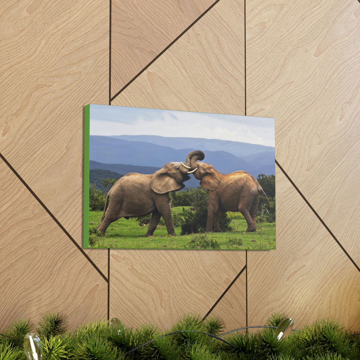 Funny African Elephant Silly African Elephant Couple Wall Art Ready to Hang Unframed-Express Your Love Gifts