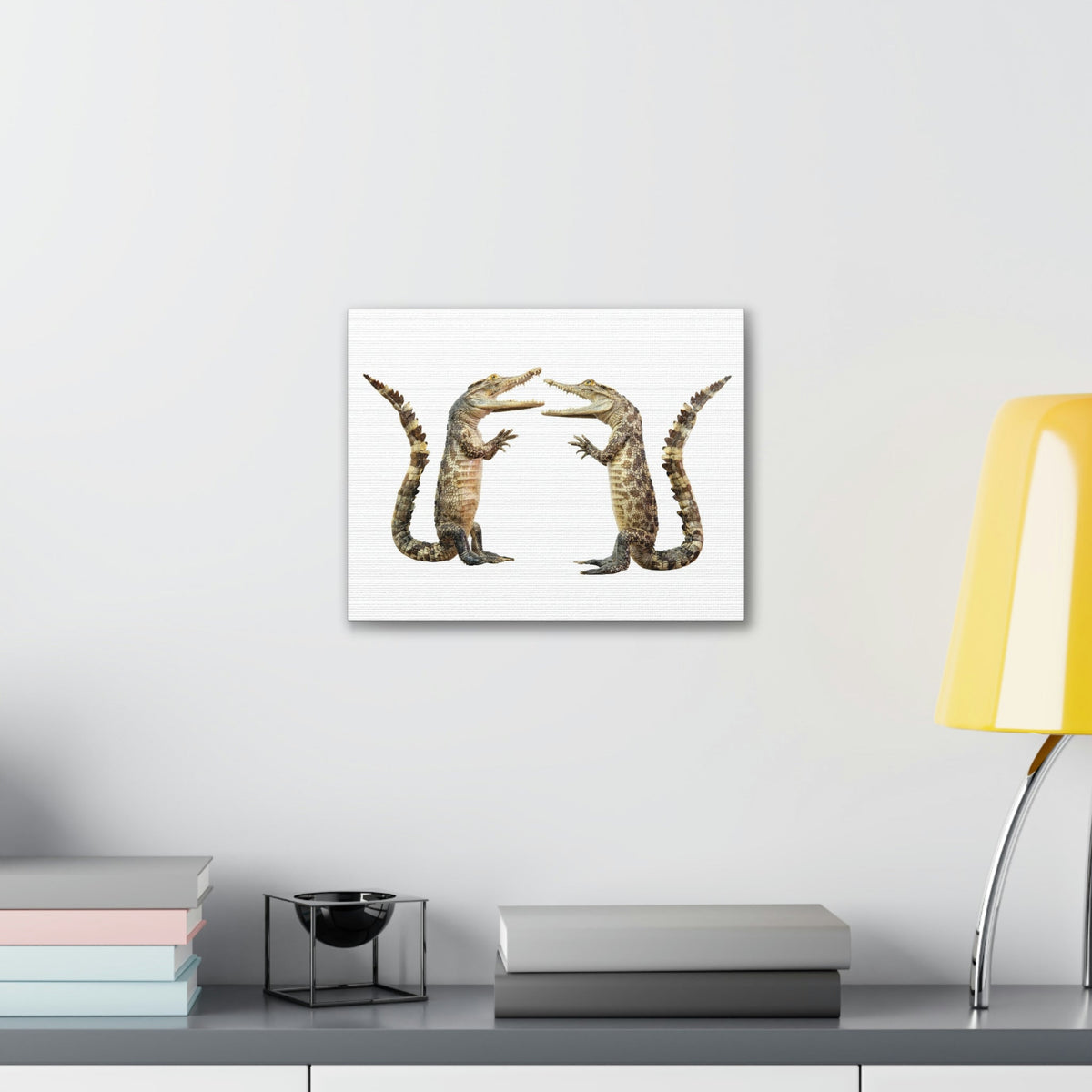 Funny Alligator Couple Dancing Inside Wall Art Ready to Hang Unframed-Express Your Love Gifts