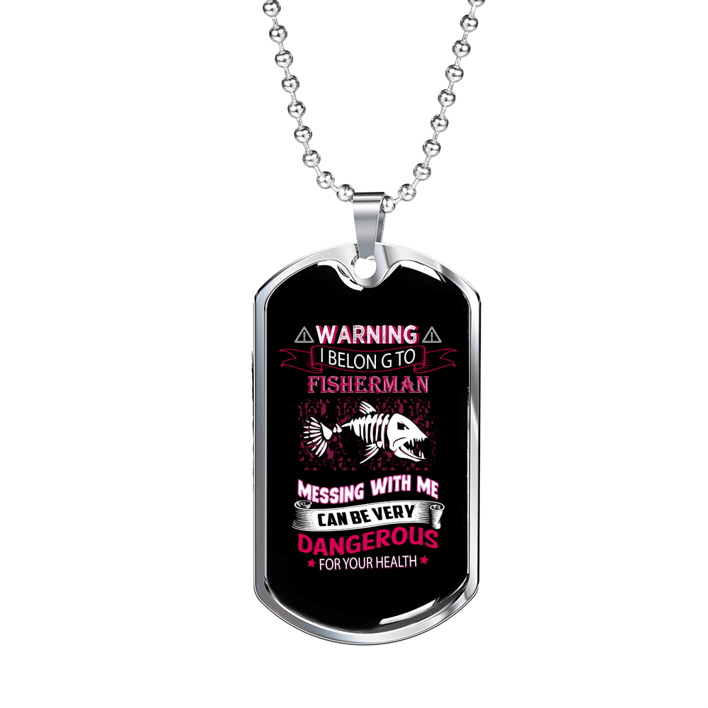 Funny Fishing Necklace Stainless Steel or 18k Gold Dog Tag 24" Chain-Express Your Love Gifts