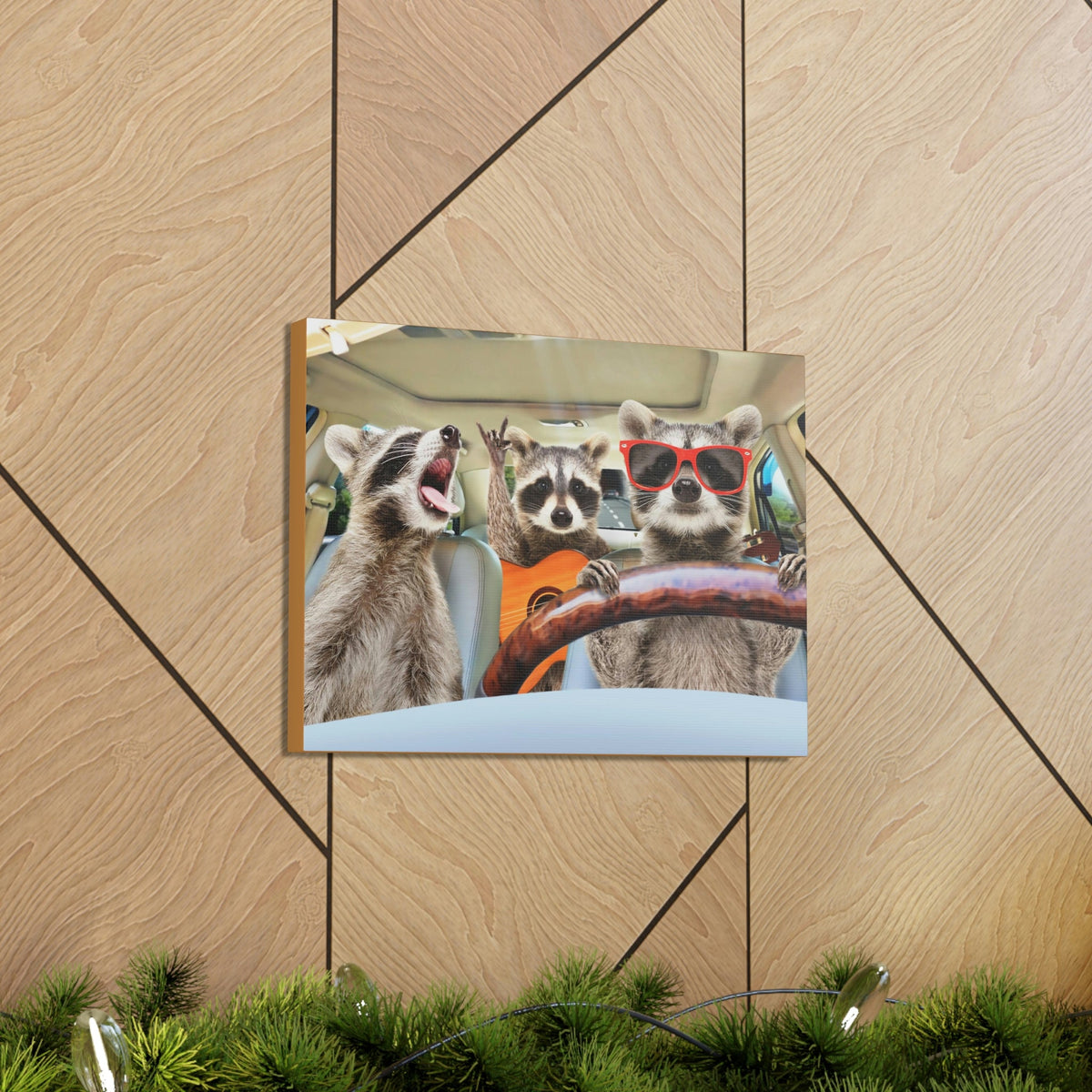 Funny Raccoon Silly Raccoon Couple Wall Art Ready to Hang Unframed-Express Your Love Gifts