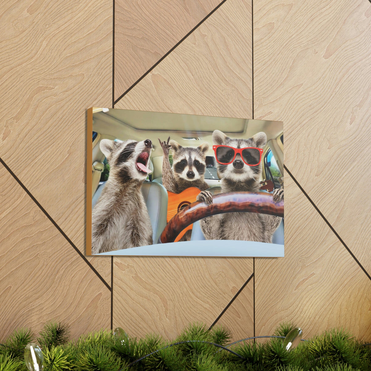 Funny Raccoon Silly Raccoon Couple Wall Art Ready to Hang Unframed-Express Your Love Gifts