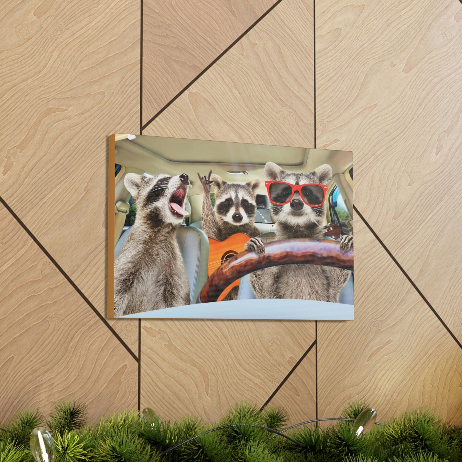 Funny Raccoon Silly Raccoon Couple Wall Art Ready to Hang Unframed-Express Your Love Gifts