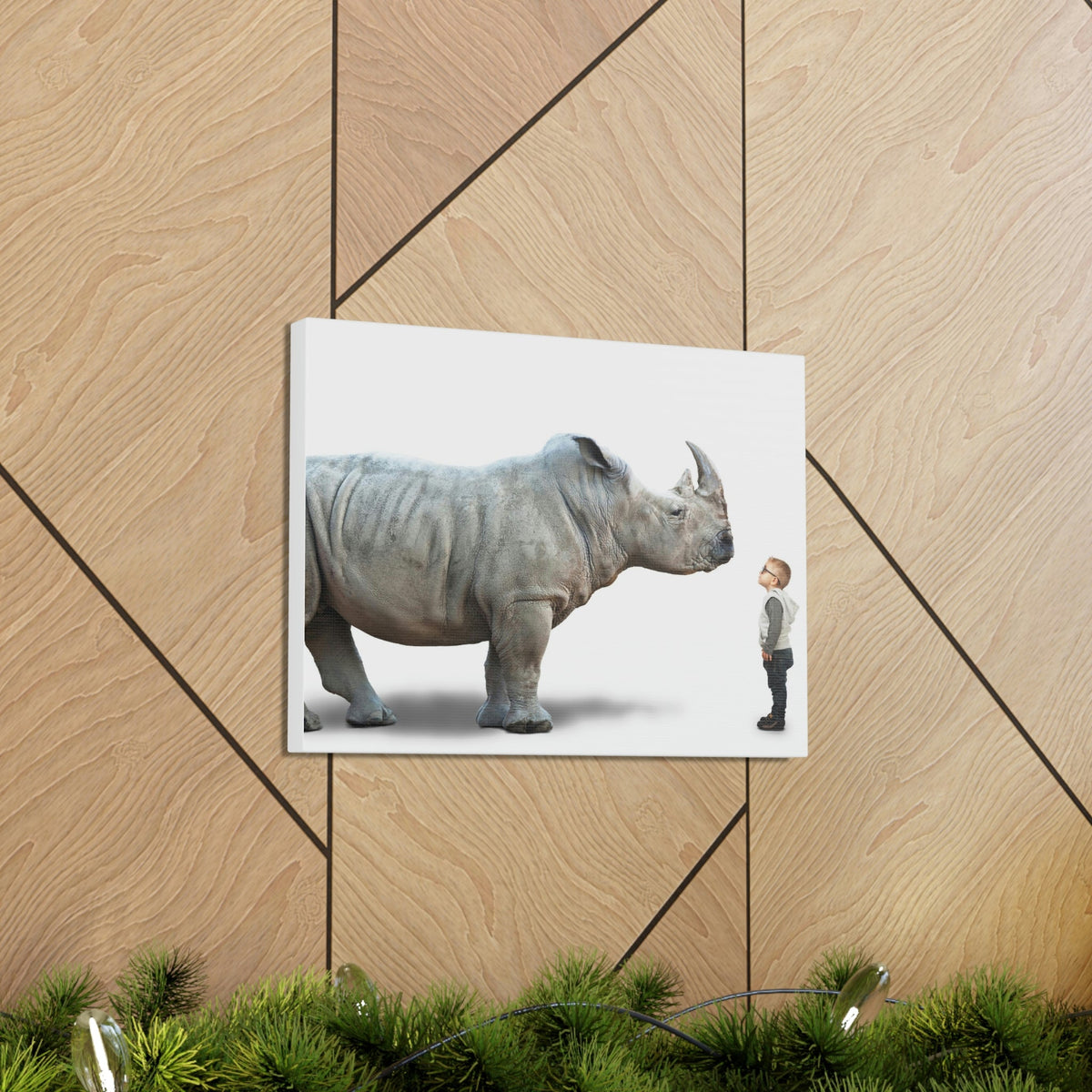 Funny Rhino Silly Rhino Inside Wall Art Ready to Hang Unframed-Express Your Love Gifts