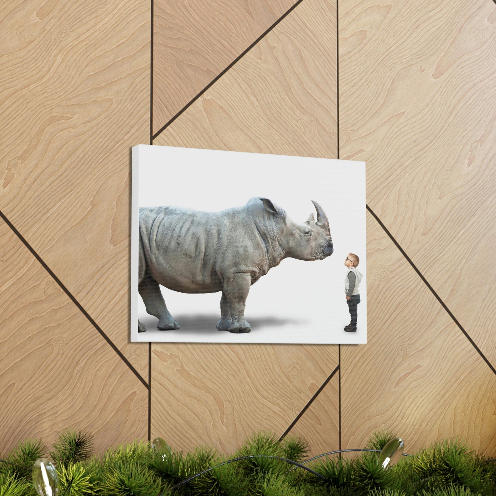 Funny Rhino Silly Rhino Inside Wall Art Ready to Hang Unframed-Express Your Love Gifts