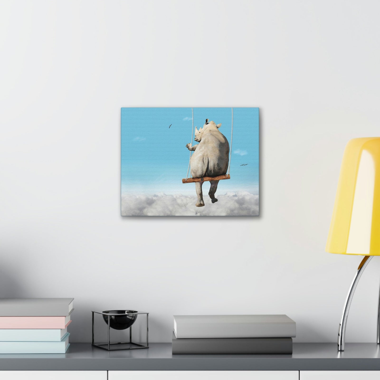 Funny Rhino Silly Rhino Outside Wall Art Ready to Hang Unframed-Express Your Love Gifts