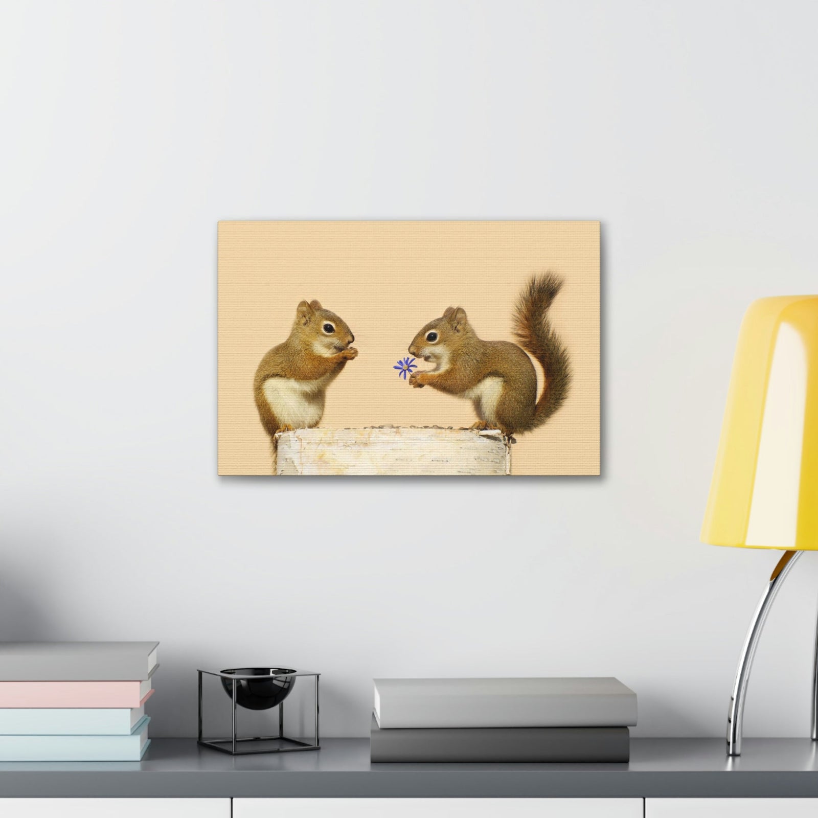Funny Squirrel Silly Squirrel Couple Wall Art Ready To Hang Unframed-Express Your Love Gifts
