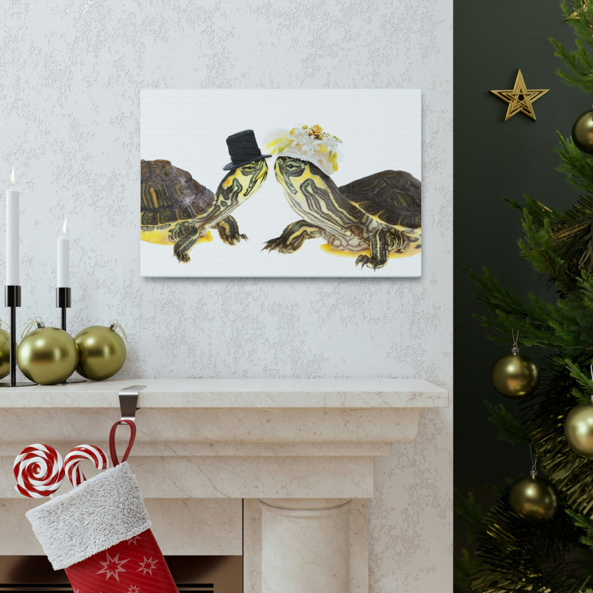 Funny Tortoise Silly Tortoise Couples Wall Art Ready to Hang Unframed-Express Your Love Gifts