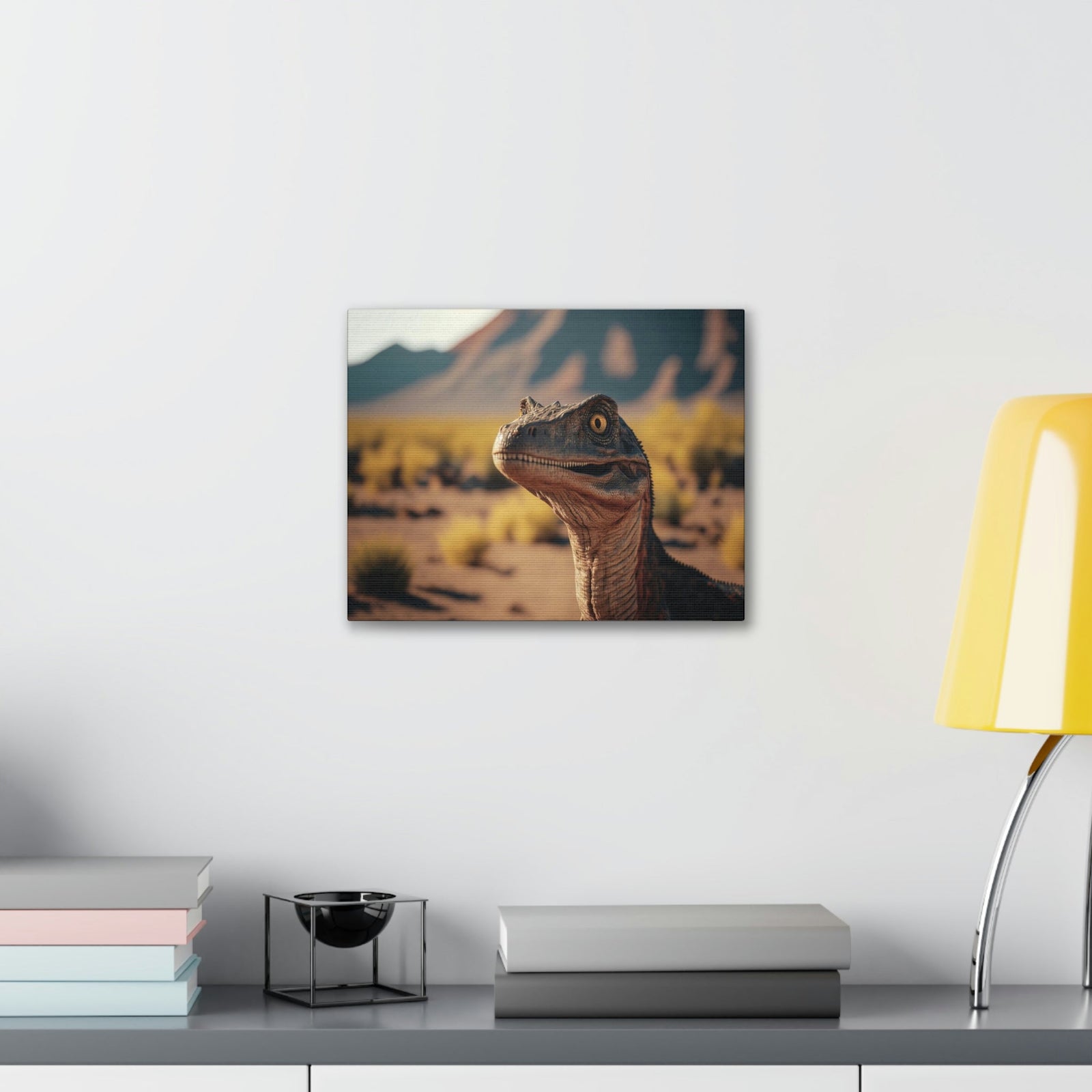 Funny Velociraptor Silly Velociraptor Scene Outside Wall Art Ready to Hang Unframed-Express Your Love Gifts