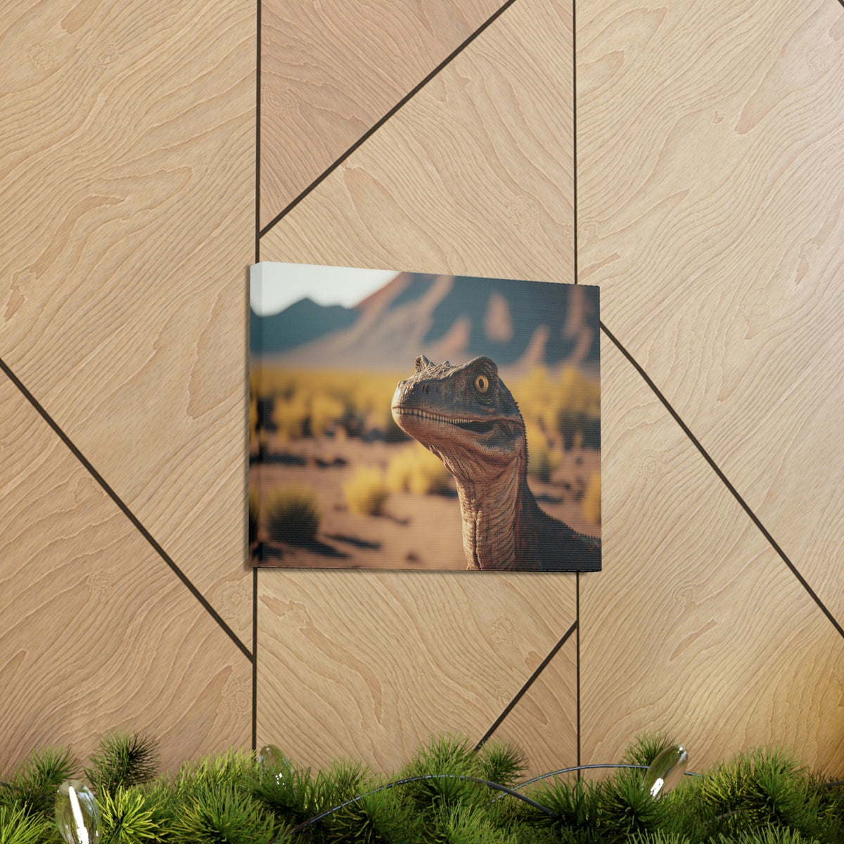 Funny Velociraptor Silly Velociraptor Scene Outside Wall Art Ready to Hang Unframed-Express Your Love Gifts