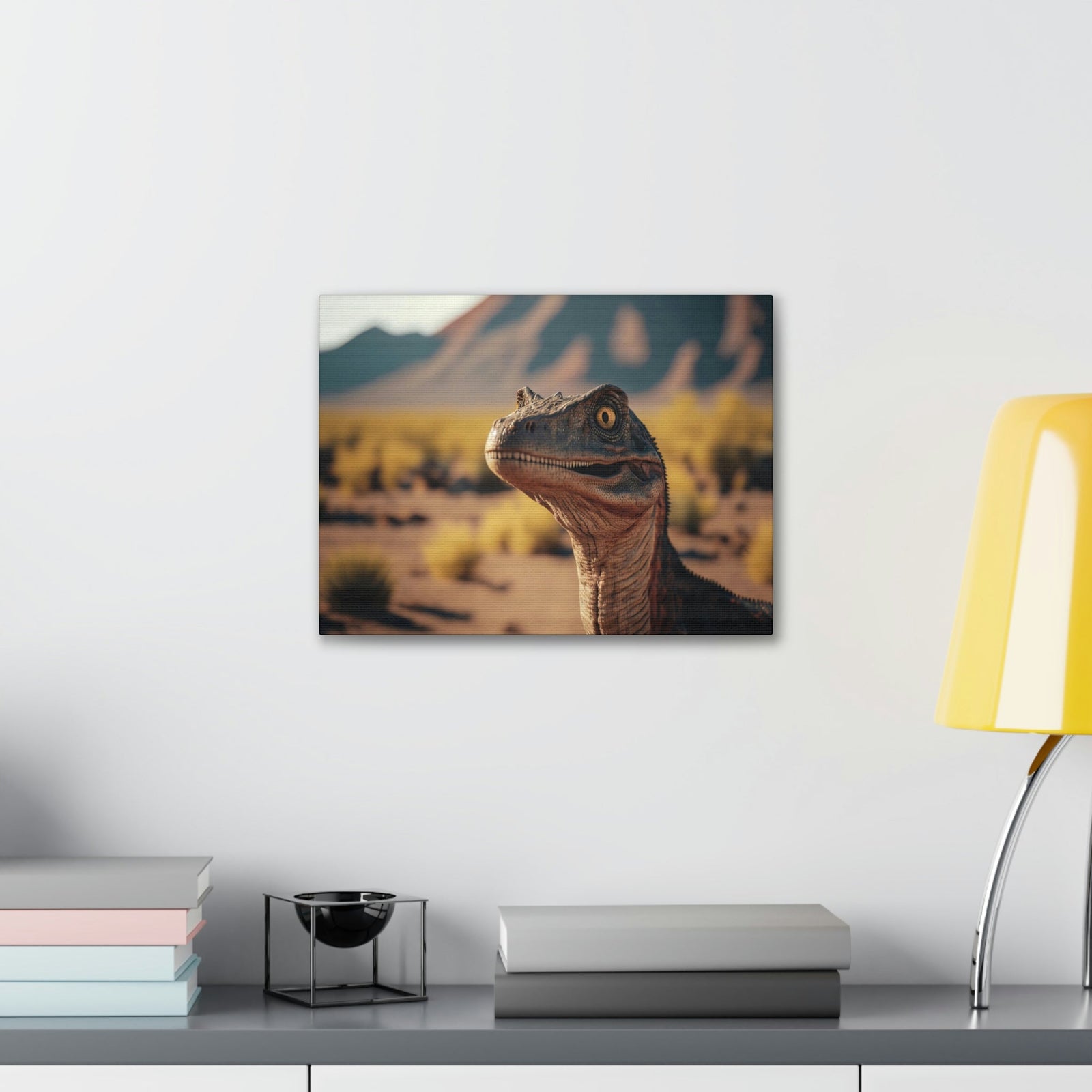 Funny Velociraptor Silly Velociraptor Scene Outside Wall Art Ready to Hang Unframed-Express Your Love Gifts